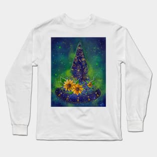 Sunflower Halloween witch hat by Renee Lavoie Long Sleeve T-Shirt